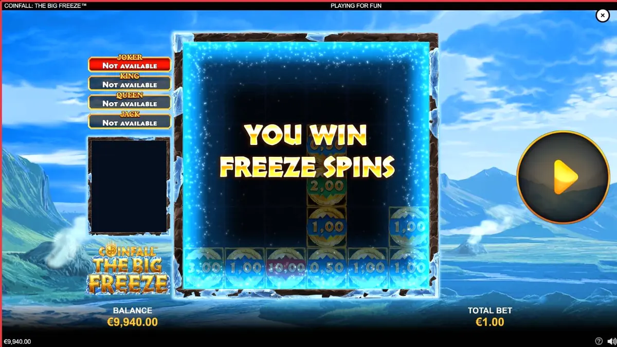 Pemandangan es prasejarah dalam slot Coinfall: The Big Freeze