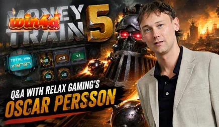 Tampilan visual mesin slot Money Train 5 dengan tema kereta api futuristik