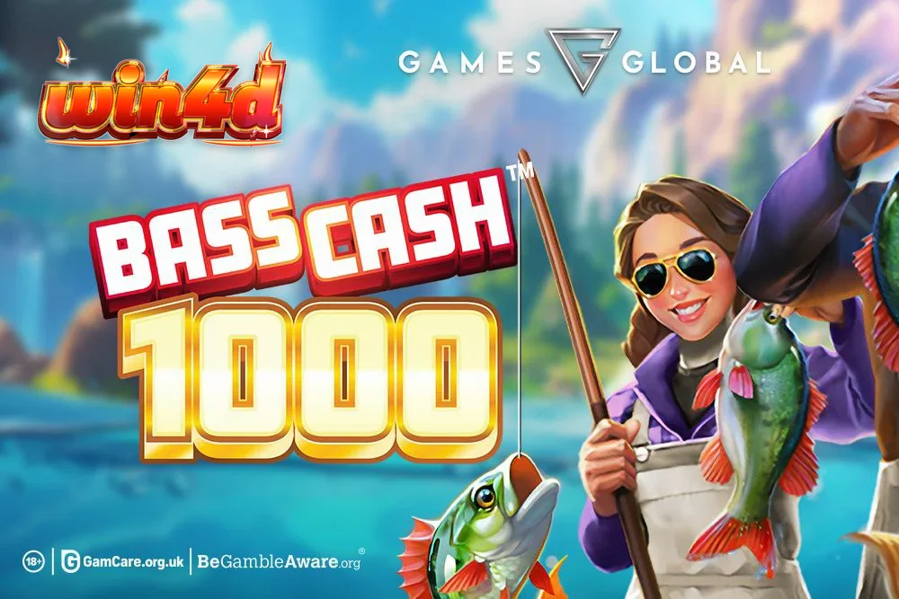 Tampilan visual slot Bass Cash 1000 dengan tema memancing yang cerah dan simbol-simbol menarik.